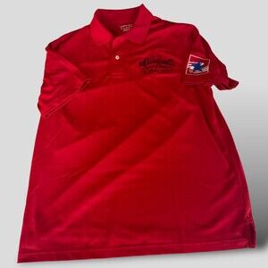Lands End Mens Polo shirt Red M Spirit Of America Dubai 2017 Golf Logo